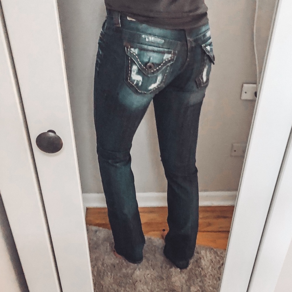 Guess Dark Wash Distressed Jeans - Picture 2 of 8
